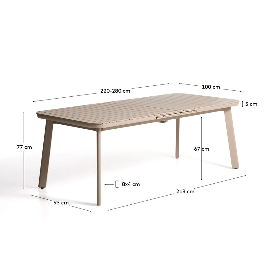 Ausziehbarer Outdoor-Tisch Izola aus Aluminium mit beigem Finish 220 (280) x 100 cm von Kave Home – Bild 2