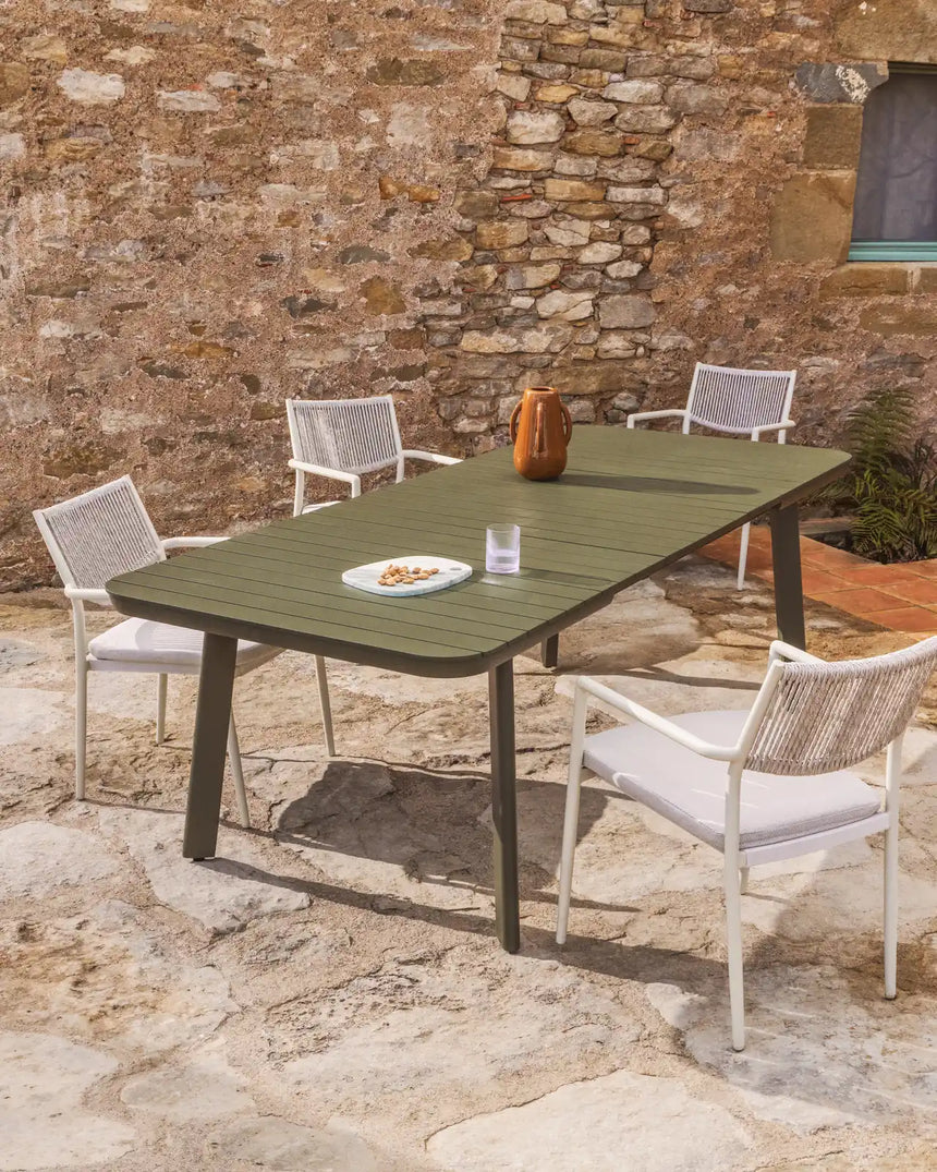 Ausziehbarer Outdoor-Tisch Izola aus Aluminium mit grünem Finish 220 (280) x 100 cm von Kave Home – Bild 3