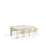 Ausziehtisch Brela aus Aluminium und 6 Stapelstühle Livadia aus Aluminium und ecrufarbenem Kunststoffseil, 205 (287) x 100 cm von Kave Home – Bild 1