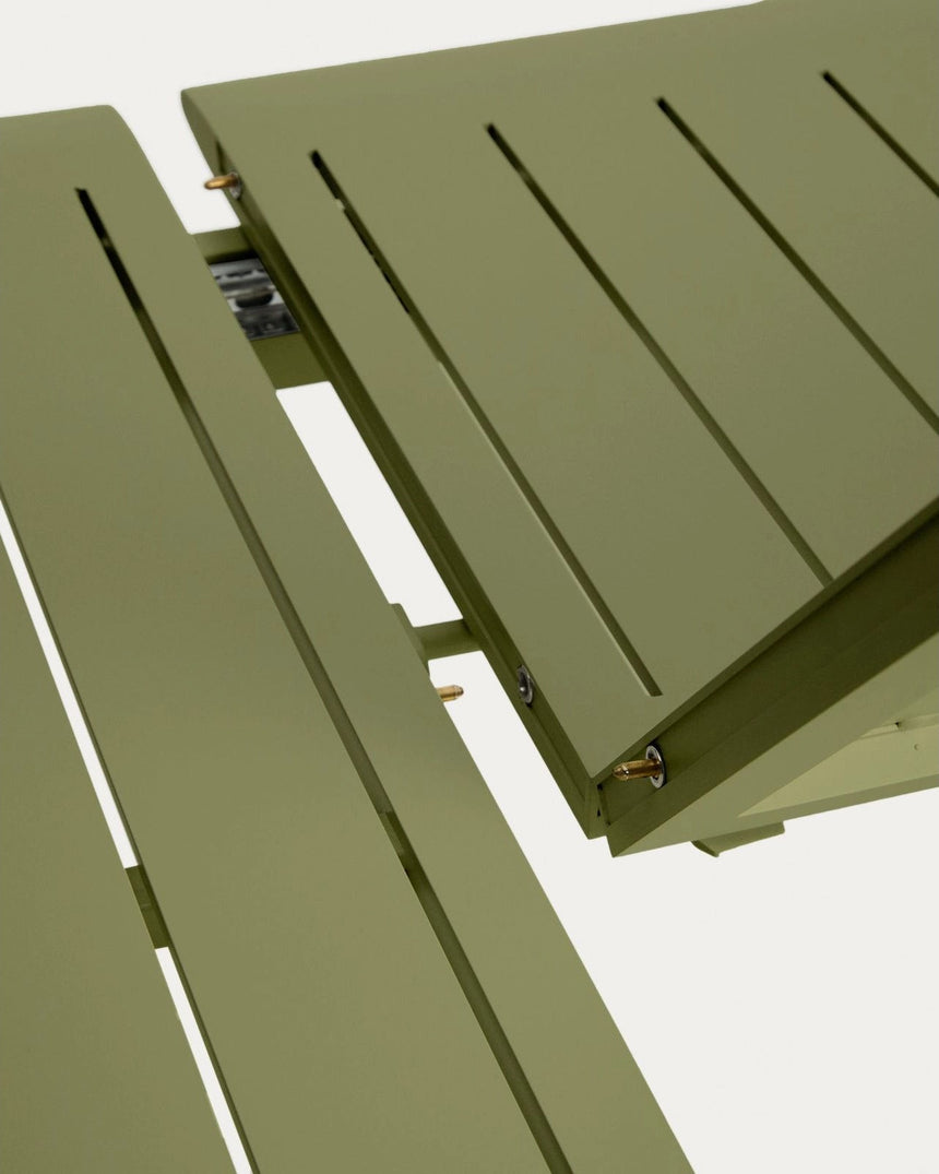 Ausziehtisch Brela aus Aluminium und 6 Stapelstühle Livadia aus Aluminium und grünem Kunststoffseil, 205 (287) x 100 cm von Kave Home – Bild 5