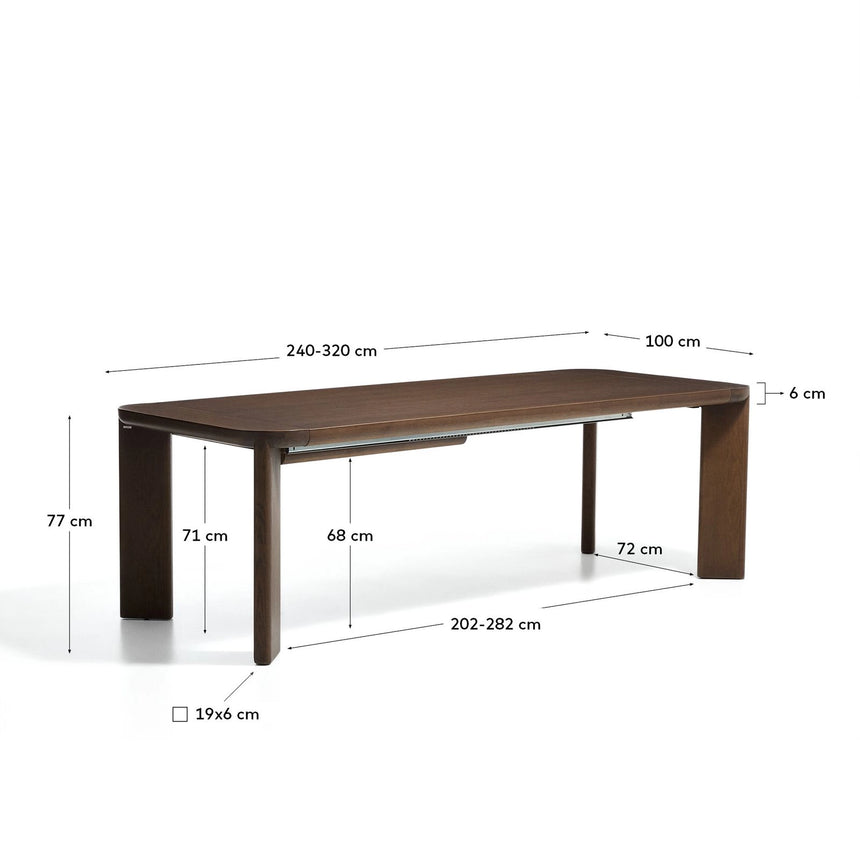 Ausziehtisch Jondal aus massivem Eichenholz und Eichenfurnier mit Nussbaumfinish, FSC 100 %, 240 (320) x 100 cm von Kave Home – Bild 2