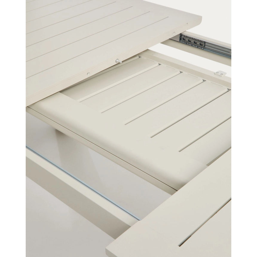 Ausziehtisch Livorno aus écrufarbenem Aluminium mit Beinen in Holzoptik 233 (350) x 100 cm von Kave Home – Bild 10
