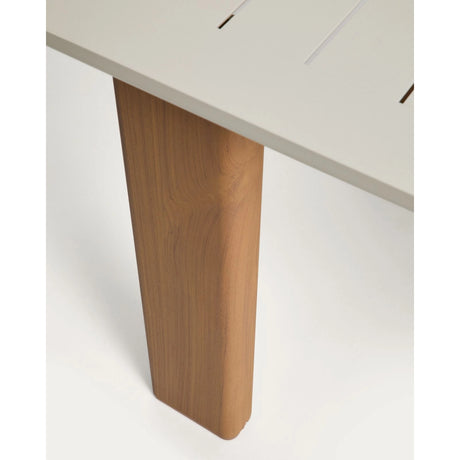 Ausziehtisch Livorno aus écrufarbenem Aluminium mit Beinen in Holzoptik 233 (350) x 100 cm von Kave Home – Bild 7