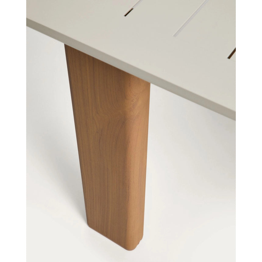Ausziehtisch Livorno aus écrufarbenem Aluminium mit Beinen in Holzoptik 233 (350) x 100 cm von Kave Home – Bild 7