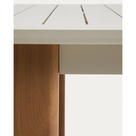 Ausziehtisch Livorno aus écrufarbenem Aluminium mit Beinen in Holzoptik 233 (350) x 100 cm von Kave Home – Bild 9