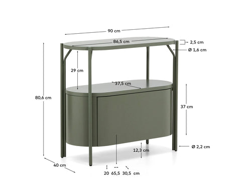 Badezimmermöbel Arely mit Stahlgestell und grün lackiertem MDF, 90 x 40 cm von Kave Home – Produktbild 4