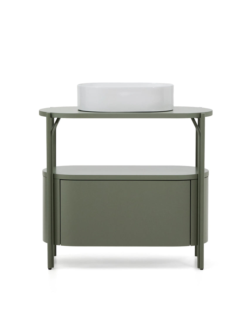 Badezimmermöbel Arely mit Stahlgestell und grün lackiertem MDF, 90 x 40 cm von Kave Home – Produktbild 6