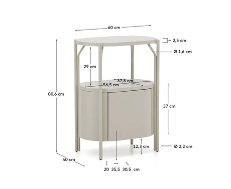 Badezimmermöbel Arely mit Stahlgestell und weiß lackiertem MDF, 60 x 40 cm von Kave Home – Produktbild 4