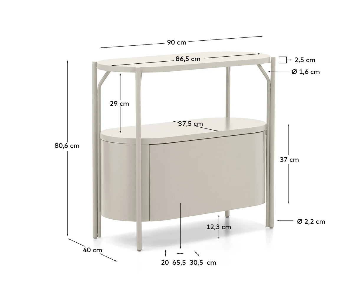 Badezimmermöbel Arely mit Stahlgestell und weiß lackiertem MDF, 90 x 40 cm von Kave Home – Produktbild 4