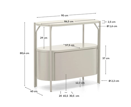 Badezimmermöbel Arely mit Stahlgestell und weiß lackiertem MDF, 90 x 40 cm von Kave Home – Produktbild 4