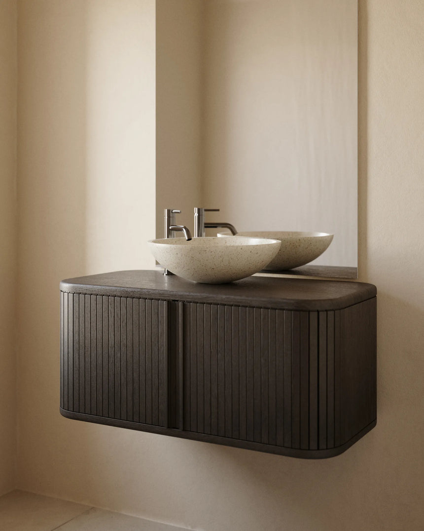 Badezimmermöbel Mailen aus Eschenfurnier mit dunklem Finish 90 x 45 cm von Kave Home – Produktbild 8