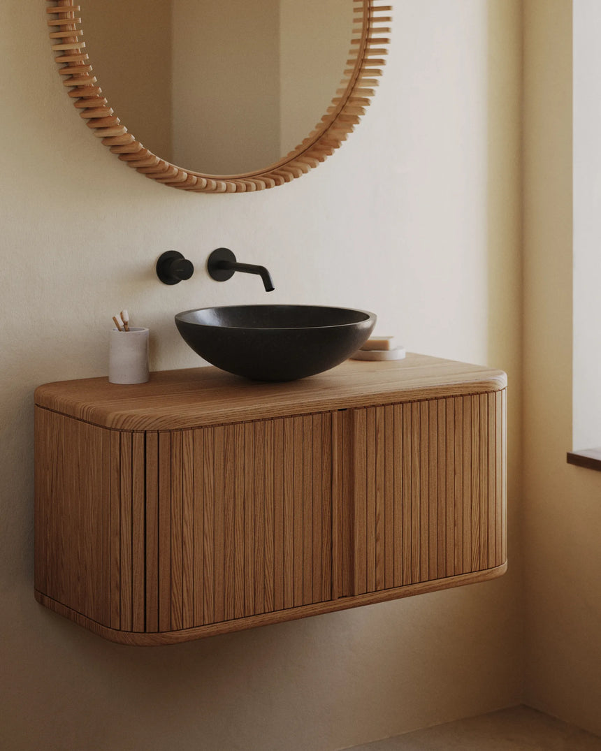 Badezimmermöbel Mailen aus Eschenfurnier mit naturfarbenem Finish 90 x 45 cm von Kave Home – Produktbild 8