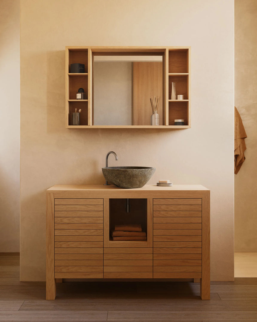 Badezimmermöbel Neria aus massivem Teakholz natürlichem Finish 120 x 45 cm von Kave Home – Produktbild 5