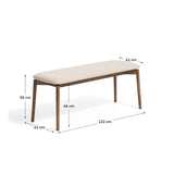 Bank Evera aus Eichenfurnier mit Nussbaumfinish oder naturfarben und Chenille, 122 cm von Kave Home – Bild 2