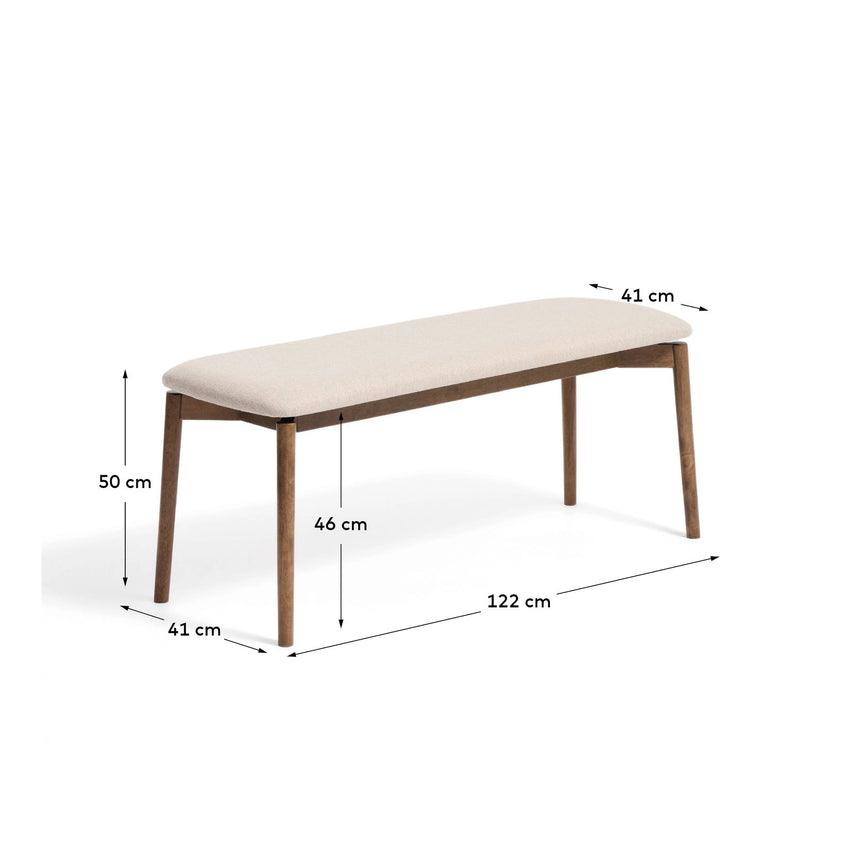 Bank Evera aus Eichenfurnier mit Nussbaumfinish oder naturfarben und Chenille, 122 cm von Kave Home – Bild 2