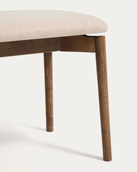 Bank Evera aus Eichenfurnier mit Nussbaumfinish oder naturfarben und Chenille, 122 cm von Kave Home – Bild 5