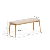 Bank Evera aus Eichenfurnier mit naturfarbenem Finish und beiger Chenille, 122 cm von Kave Home – Bild 2