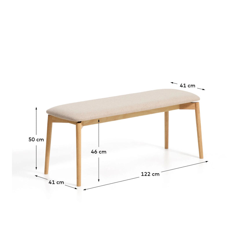 Bank Evera aus Eichenfurnier mit naturfarbenem Finish und beiger Chenille, 122 cm von Kave Home – Bild 2