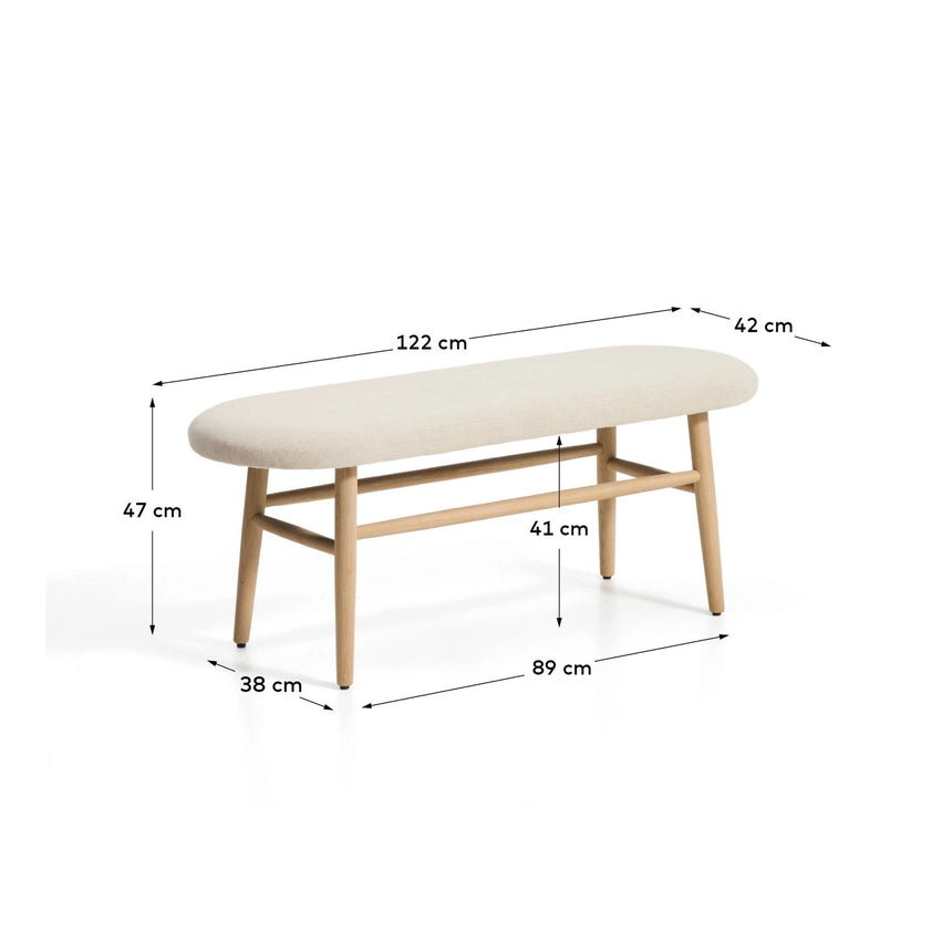Bank Helda aus Chenille und massivem Eichenholz, FSC Mix Credit, 122 cm  von Kave Home – Bild 3
