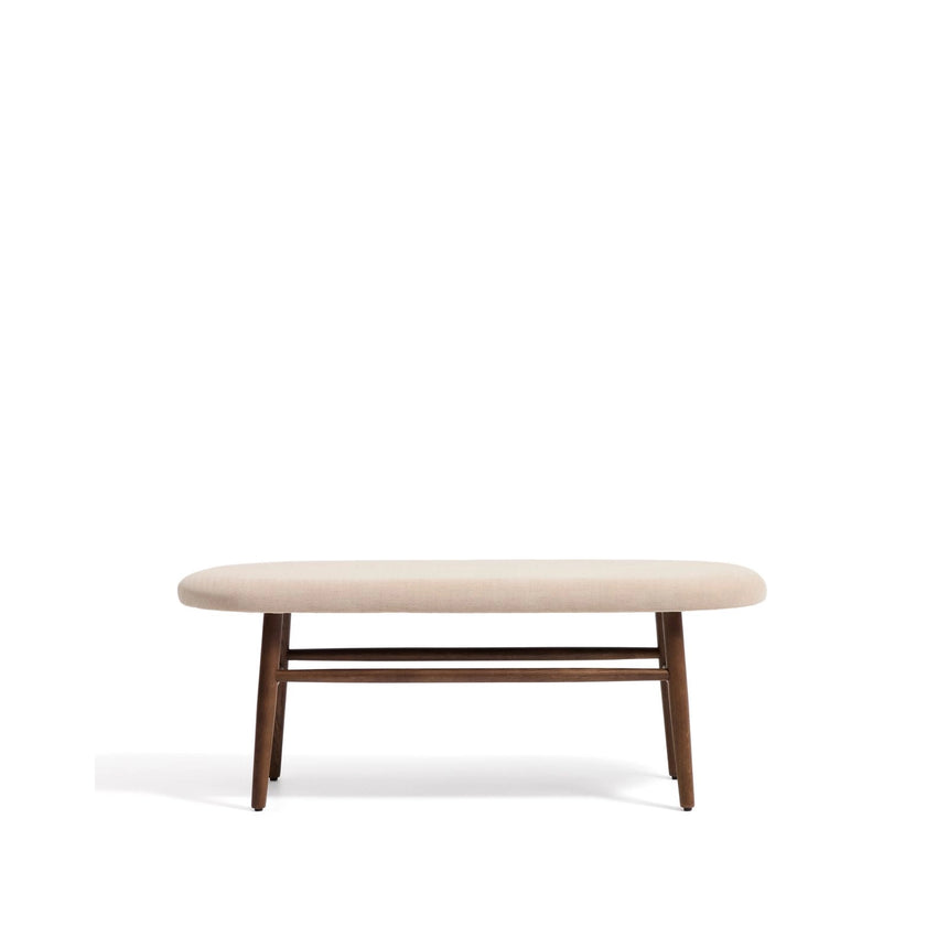 Bank Helda in grüner Chenille und massivem Eichenholz mit Nussbaumfinish, FSC Mix Credit, 122 cm  von Kave Home – Bild 1