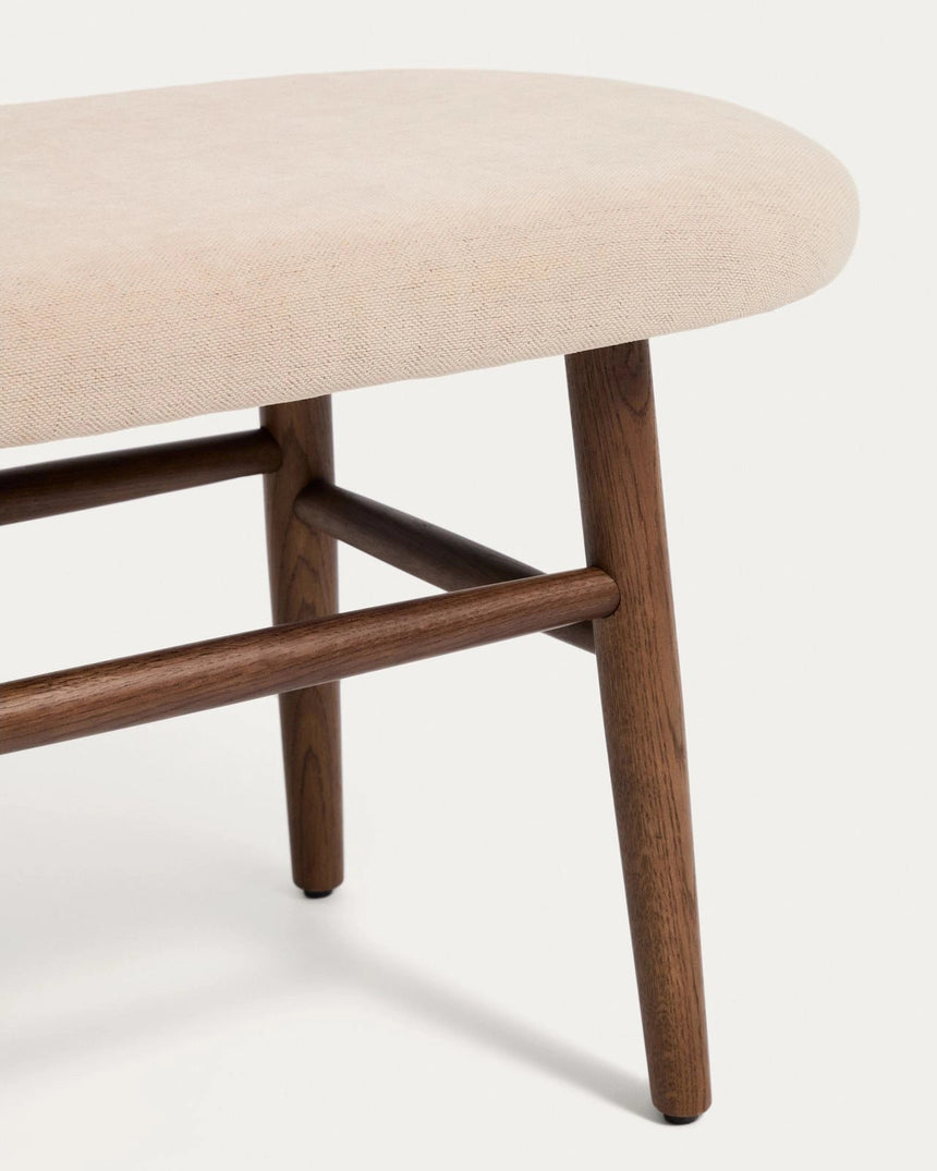 Bank Helda in grüner Chenille und massivem Eichenholz mit Nussbaumfinish, FSC Mix Credit, 122 cm  von Kave Home – Bild 5