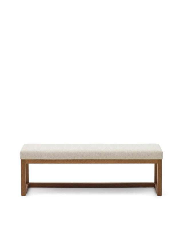 Bank Loya aus beiger Chenille und Buchenholz mit Nussbaum-Finish 128 cm von Kave Home – Produktbild 1