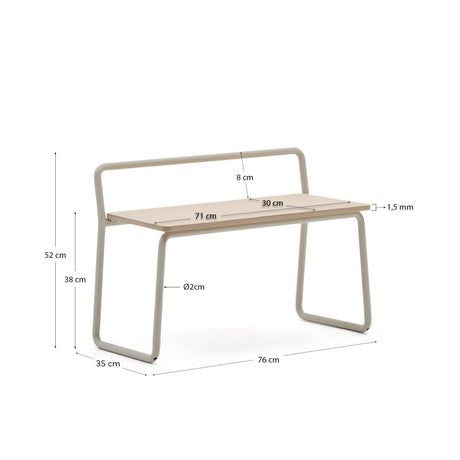 Bank Tinn aus Eschenfurnier und Metallgestell 75 cm von Kave Home – Bild 3