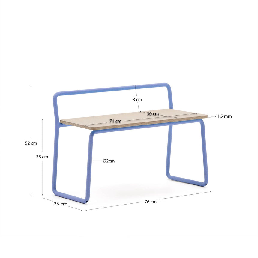 Bank Tinn aus Eschenfurnier und blauem Metallgestell 75 cm von Kave Home – Bild 3
