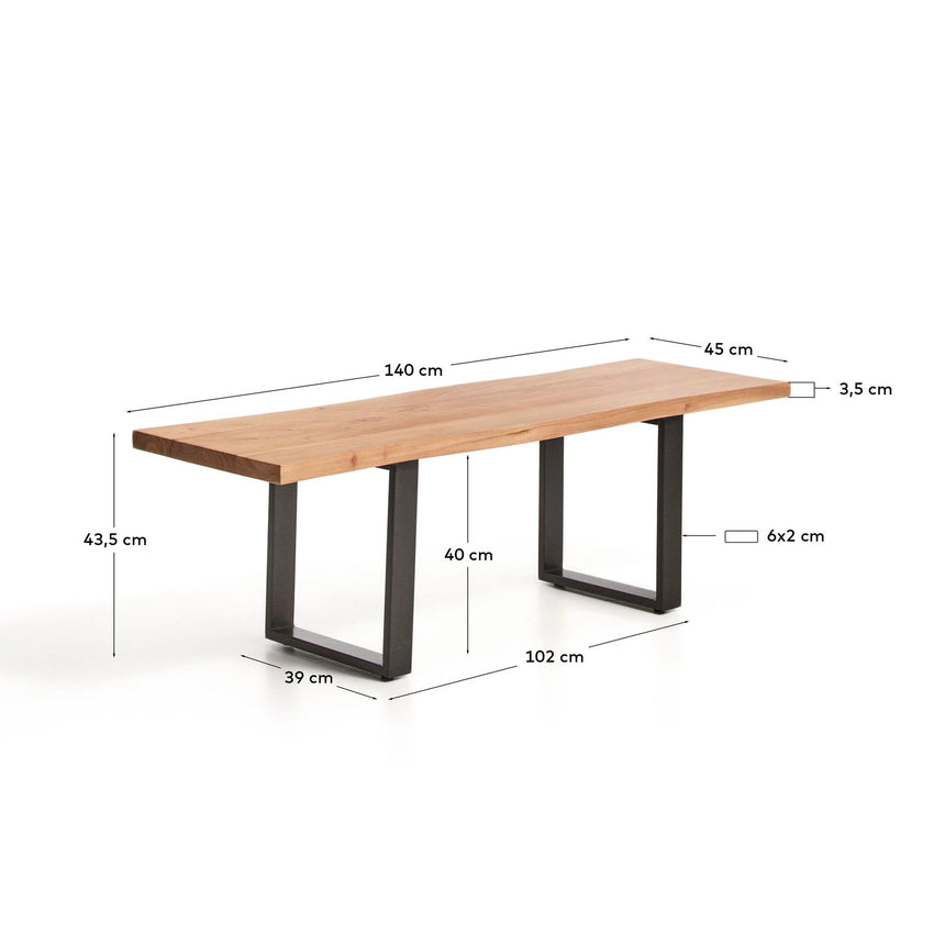 Bank Uxue aus massivem Akazienholz mit Beinen aus schwarzem Stahl 140 x 45 cm von Kave Home – Bild 2