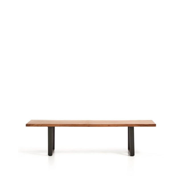 Bank Uxue aus massivem Akazienholz mit Beinen aus schwarzem Stahl 180 x 45 cm von Kave Home – Bild 1