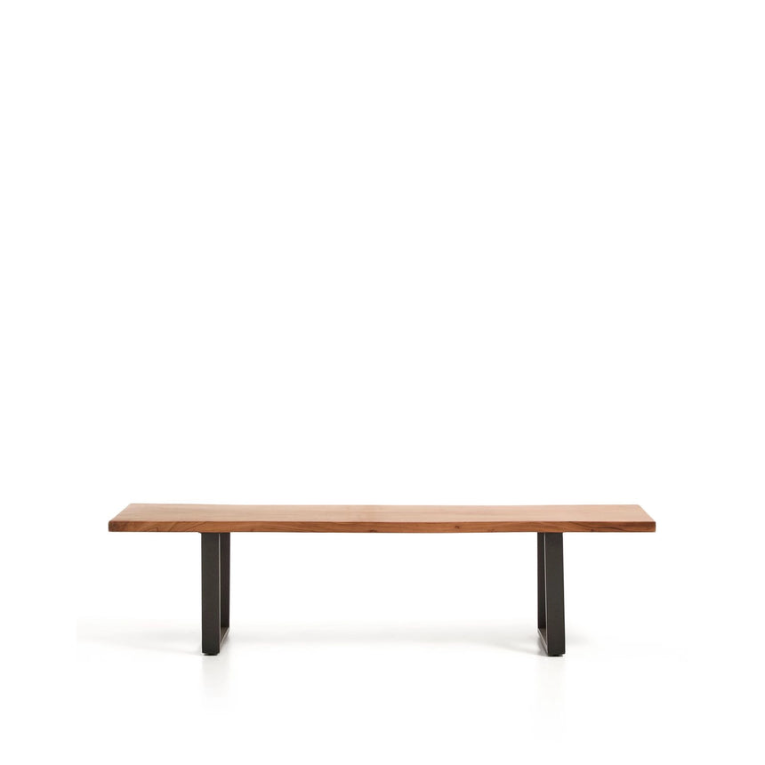 Bank Uxue aus massivem Akazienholz mit Beinen aus schwarzem Stahl 180 x 45 cm von Kave Home – Bild 1