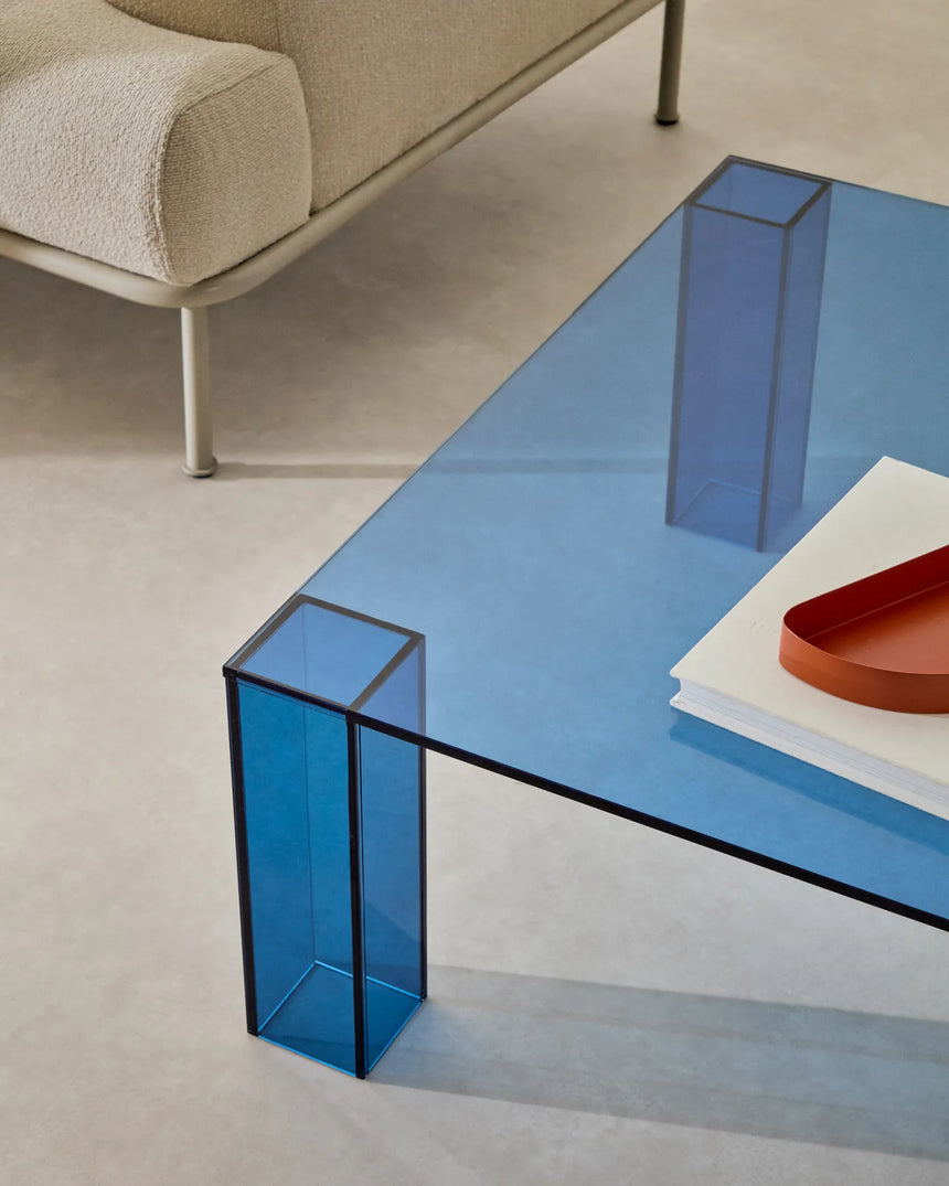 Beistelltisch Adularia aus  gehärtetem Glas in Blau 85 x 85 cm von Kave Home – Bild 3