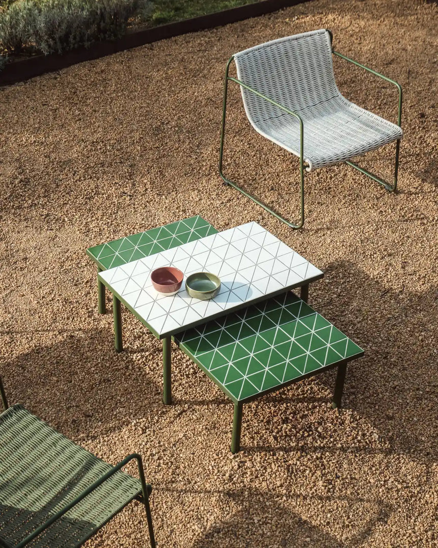Beistelltisch Maurina aus verzinktem Stahl in Grün mit ecrufarbenen Kacheln, 81 x 51 cm von Kave Home – Bild 3