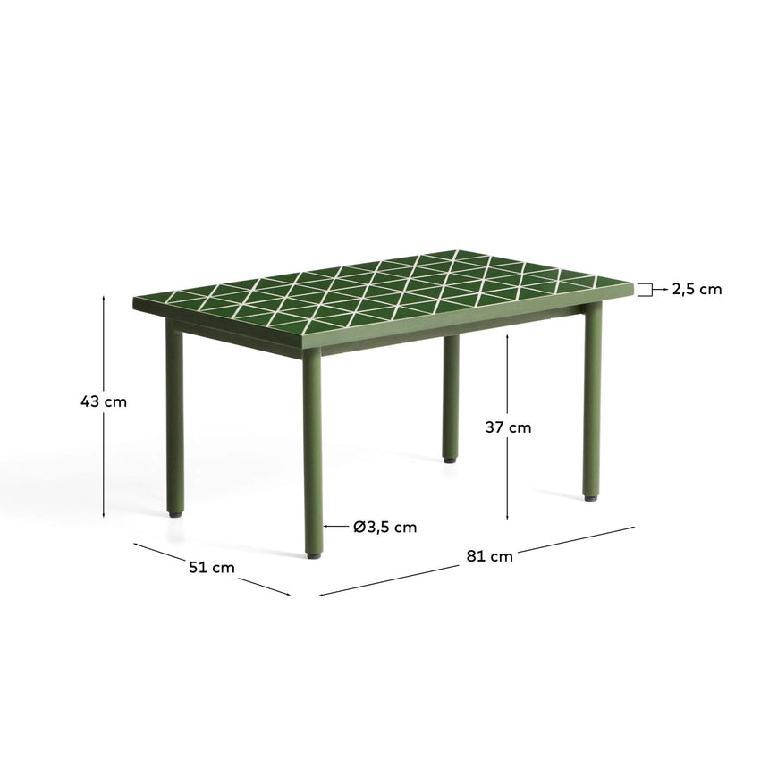Beistelltisch Maurina aus verzinktem Stahl in Grün mit grünen Kacheln, 81 x 51 cm von Kave Home – Bild 4