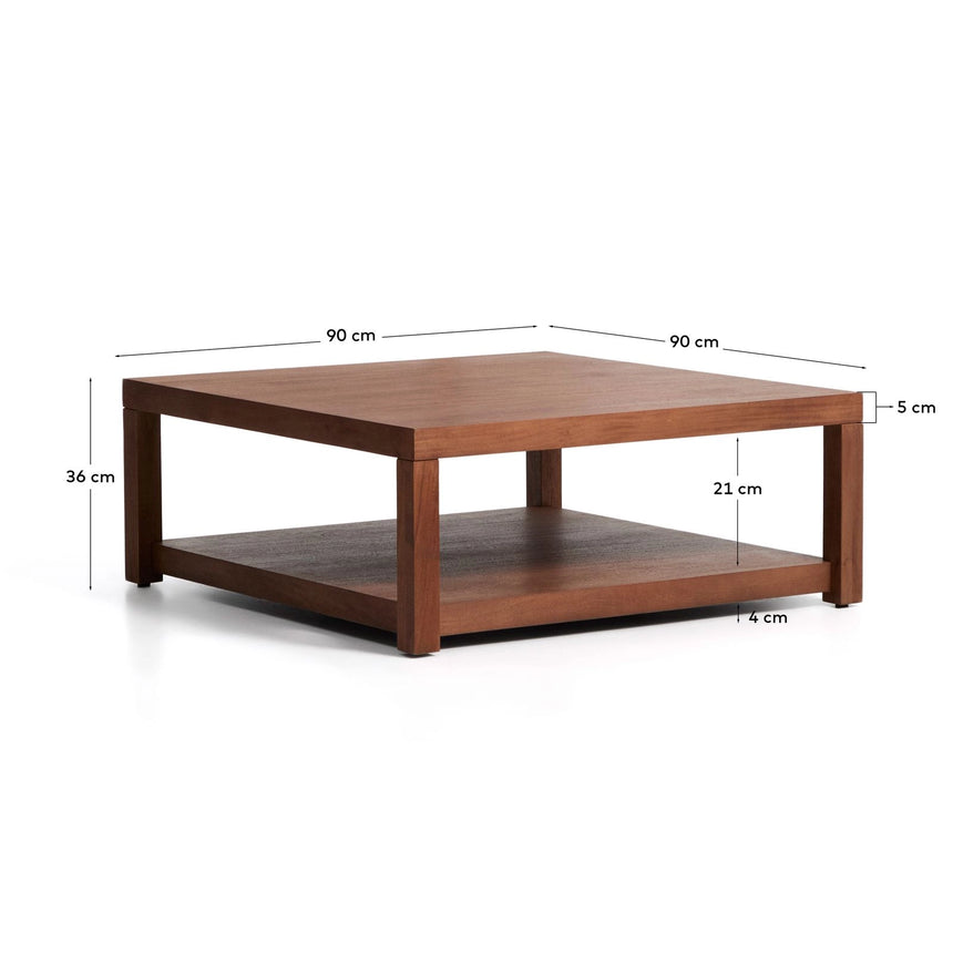 Beistelltisch Norani aus massivem Akazienholz und Akazienfurnier 90 x 90 cm von Kave Home – Bild 2