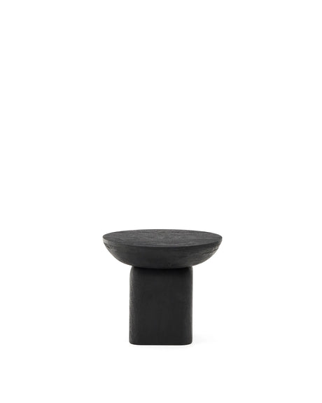 Beistelltisch Ovak aus massivem Akazienholz mit schwarzem Finish, FSC 100%, Ø50 cm von Kave Home – Produktbild 1