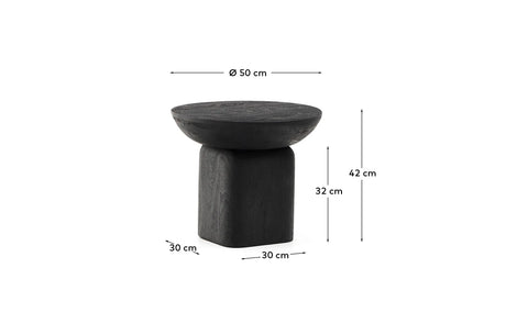Beistelltisch Ovak aus massivem Akazienholz mit schwarzem Finish, FSC 100%, Ø50 cm von Kave Home – Produktbild 4