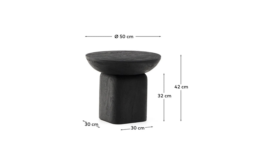 Beistelltisch Ovak aus massivem Akazienholz mit schwarzem Finish, FSC 100%, Ø50 cm von Kave Home – Produktbild 4