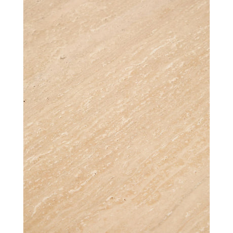 Beistelltisch Pirita aus beigem Travertin mit Beinen aus massivem Eichenholz, 71 x 70 cm, FSC 100 % von Kave Home – Bild 5