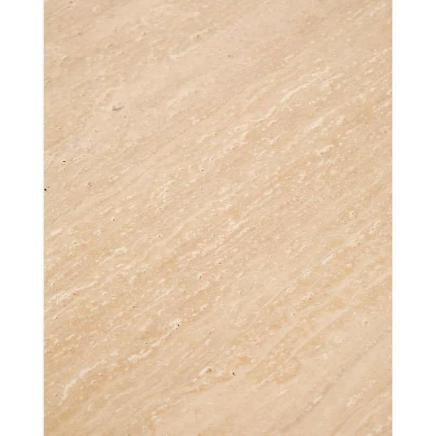Beistelltisch Pirita aus beigem Travertin mit Beinen aus massivem Eichenholz, 71 x 70 cm, FSC 100 % von Kave Home – Bild 5