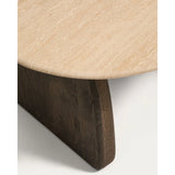 Beistelltisch Pirita aus beigem Travertin mit Beinen aus massivem Eichenholz, 71 x 70 cm, FSC 100 % von Kave Home – Bild 6