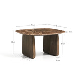 Beistelltisch Pirita aus braunem Marmor mit Beinen aus massivem Eichenholz, 71 x 70 cm, FSC 100 % von Kave Home – Bild 4