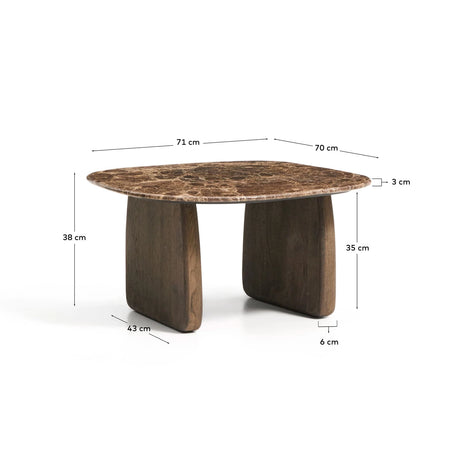 Beistelltisch Pirita aus braunem Marmor mit Beinen aus massivem Eichenholz, 71 x 70 cm, FSC 100 % von Kave Home – Bild 4