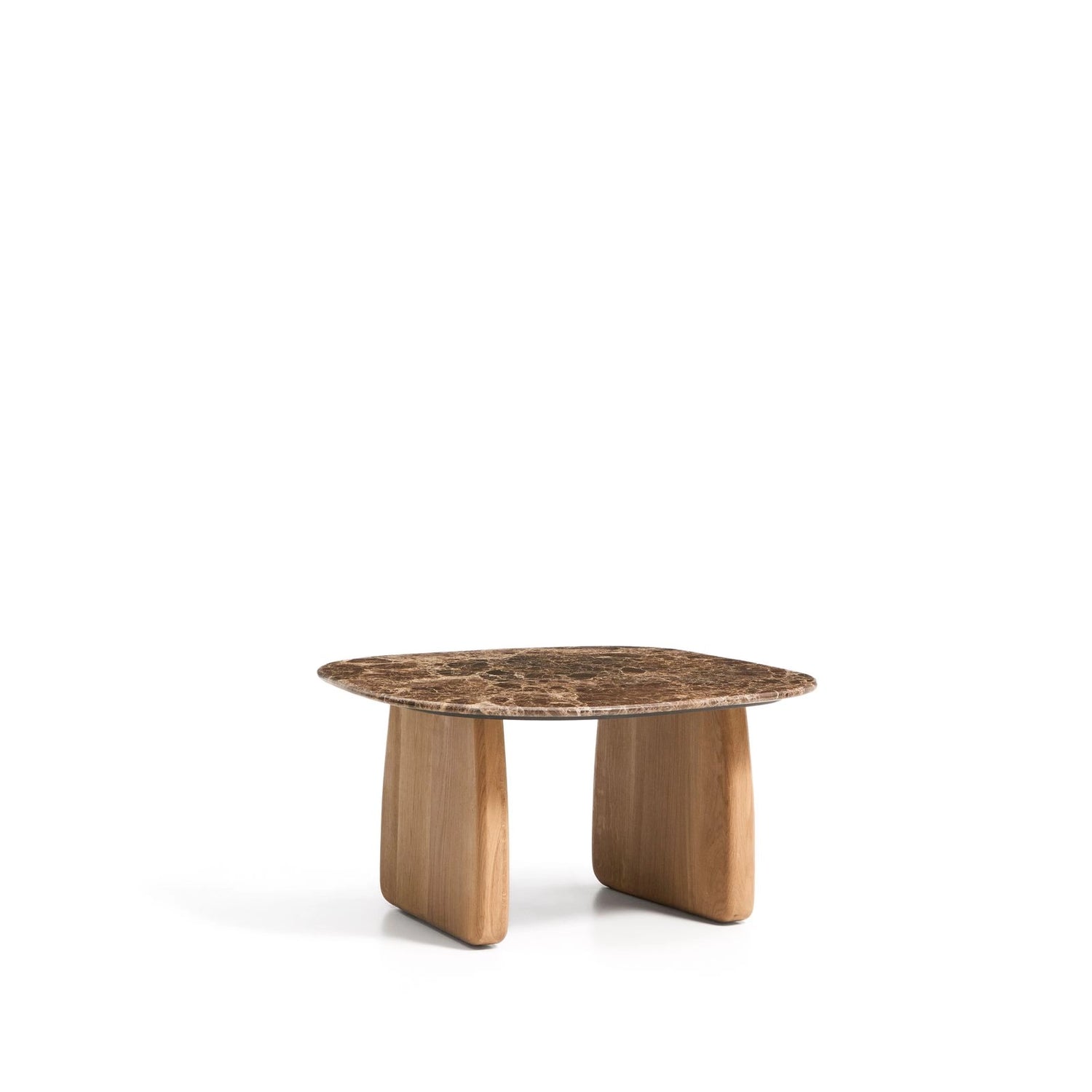 Beistelltisch Pirita aus braunem Marmor mit Beinen aus massivem Eichenholz mit naturfarbenem Finish, 71 x 70 cm, FSC 100 % von Kave Home – Bild 3