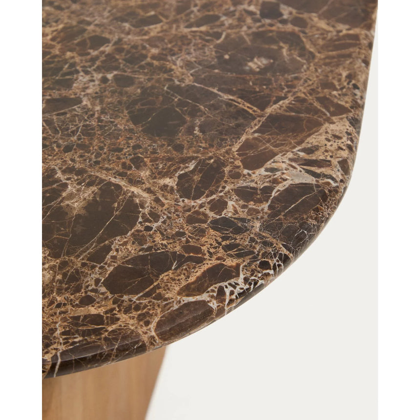Beistelltisch Pirita aus braunem Marmor mit Beinen aus massivem Eichenholz mit naturfarbenem Finish, 71 x 70 cm, FSC 100 % von Kave Home – Bild 7