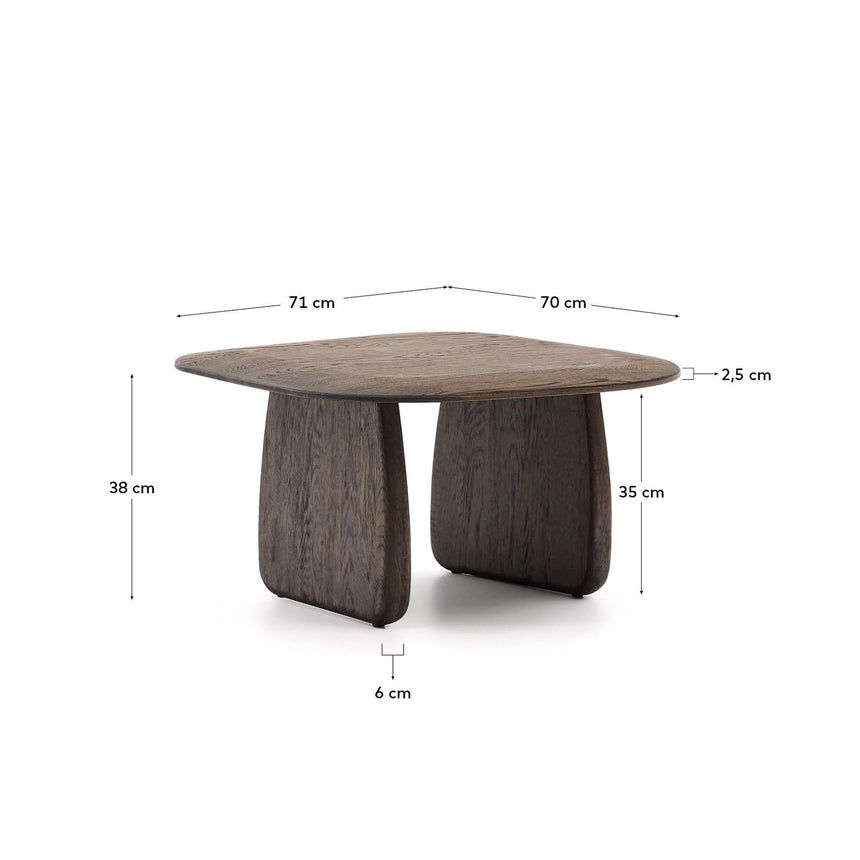 Beistelltisch Pirita aus massiver Eiche mit dunklem Finish 71 x 70 cm FSC 100% von Kave Home – Bild 3