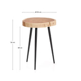 Beistelltisch Tanive aus massivem Akazienholz mit gebleichtem Finish und schwarzen Stahlbeinen Ø 35 cm von Kave Home – Produktbild 4