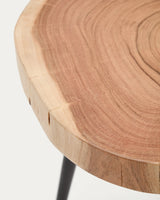 Beistelltisch Tanive aus massivem Akazienholz mit gebleichtem Finish und schwarzen Stahlbeinen Ø 35 cm von Kave Home – Produktbild 5