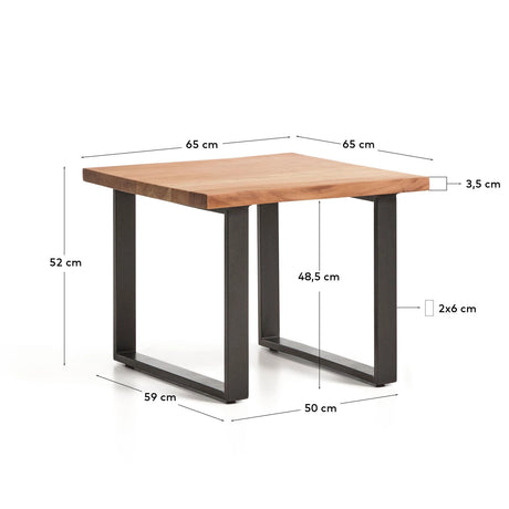 Beistelltisch Uxue aus massivem Akazienholz mit Beinen aus schwarzem Stahl 65 x 65 cm von Kave Home – Bild 2