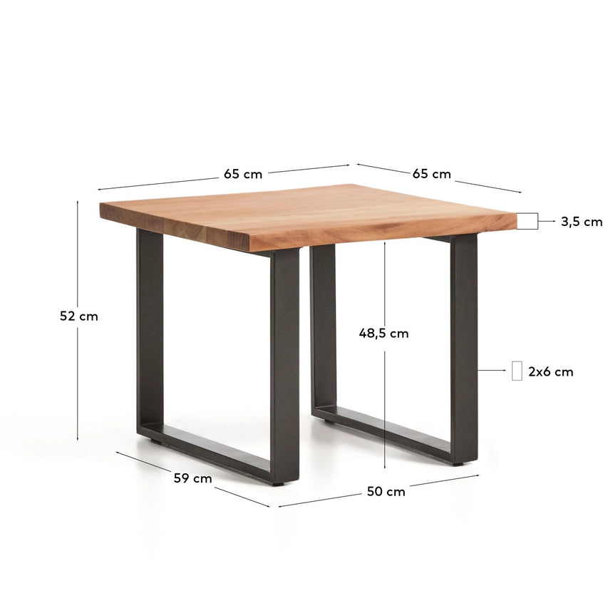 Beistelltisch Uxue aus massivem Akazienholz mit Beinen aus schwarzem Stahl 65 x 65 cm von Kave Home – Bild 2